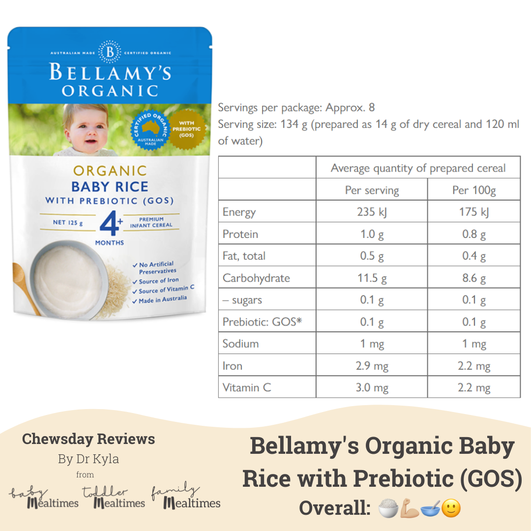 Bellamy's organic baby rice with prebiotic