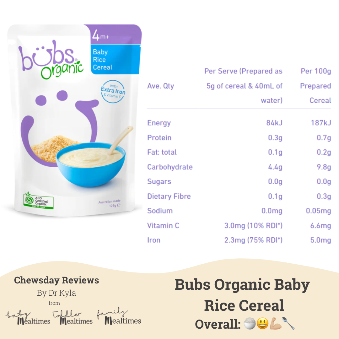 Bubs Organic Baby Rice Cereal