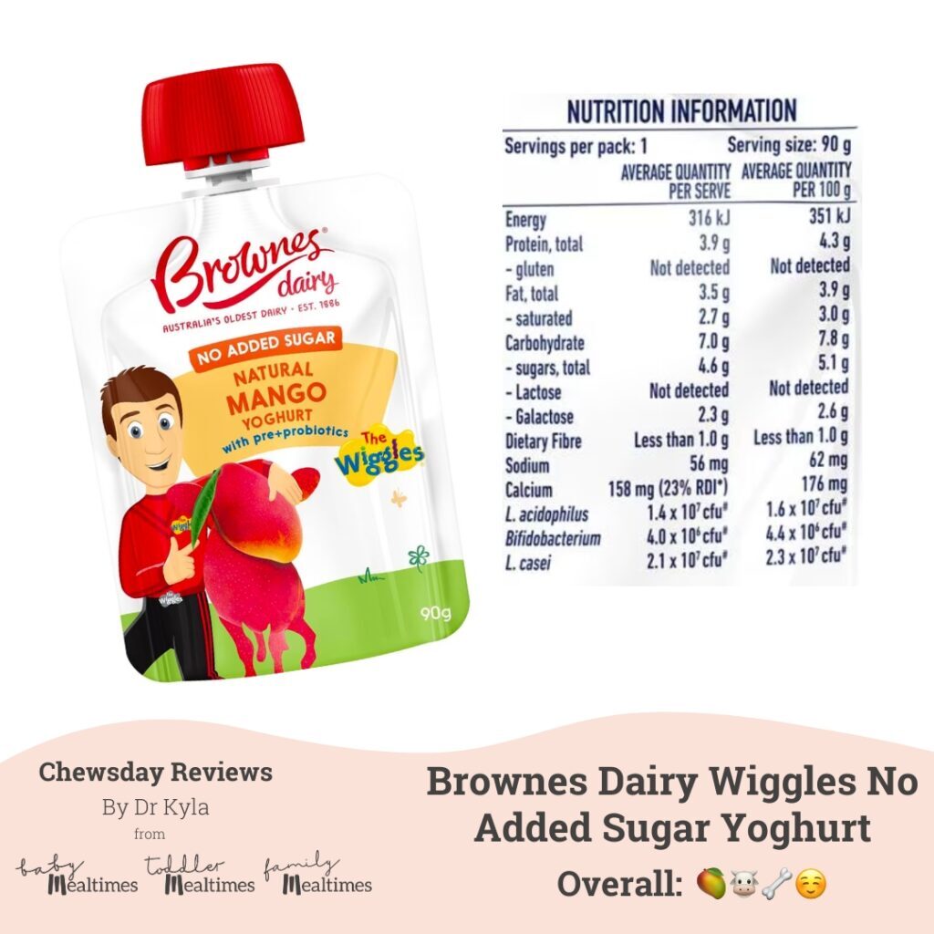 CR Brownes Dairy Wiggles No Added Sugar Mango Yoghurt