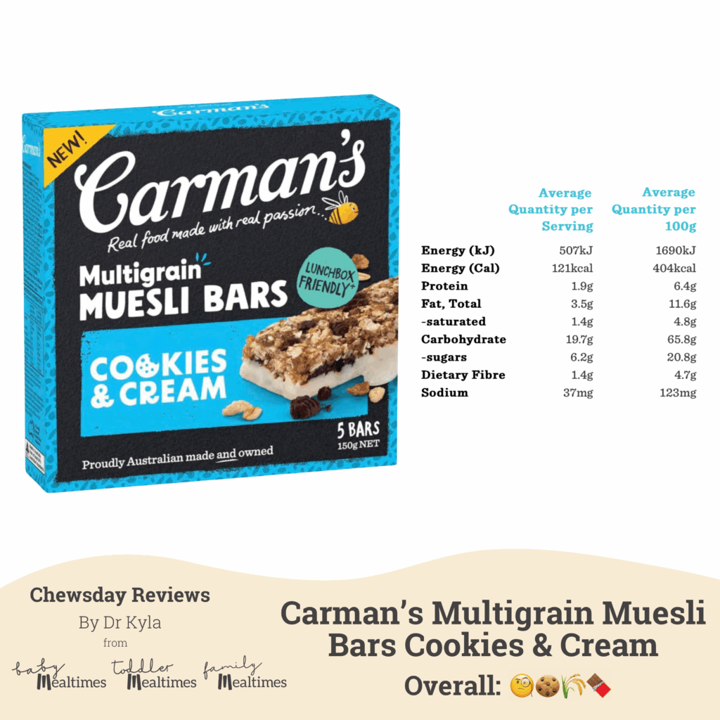 CR Carman’s Multigrain Muesli Bars Cookies & Cream