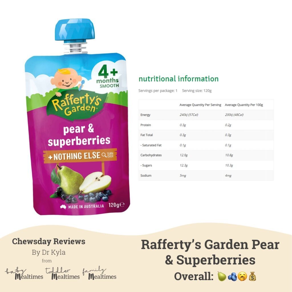 CR Rafferty’s Garden Pear and Superberries puree